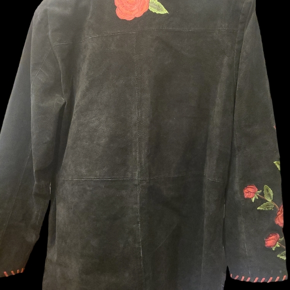 Vintage Leather Floral Embroidery Jacket Medium - Picture 8 of 9